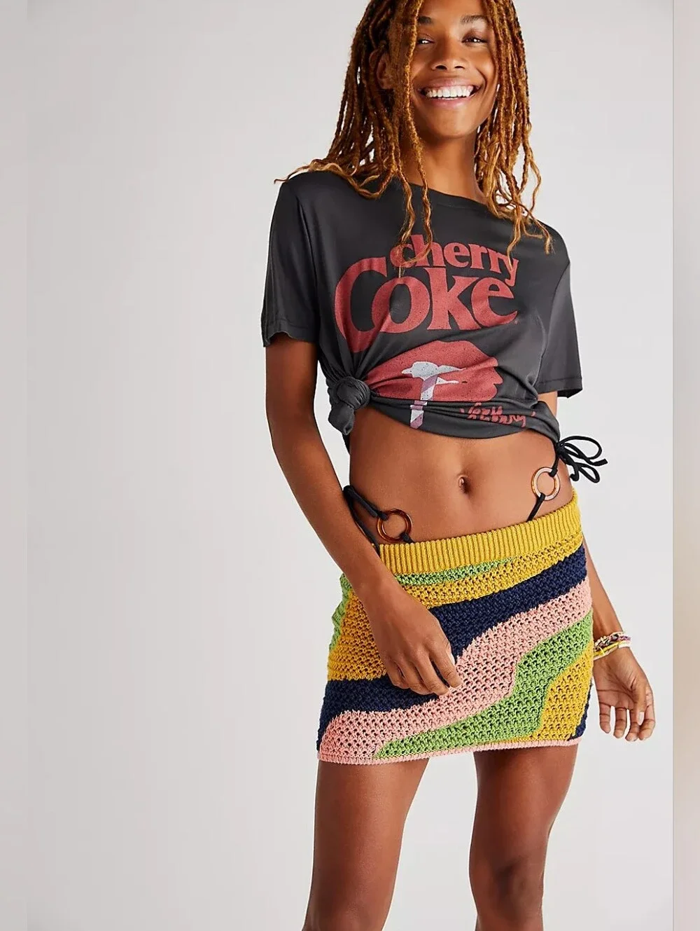 Free People Mila Crochet Mini Skirt Size M Cotton